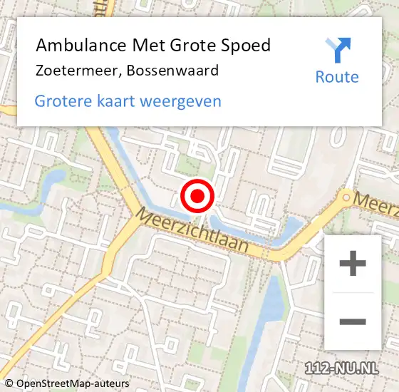 Locatie op kaart van de 112 melding: Ambulance Met Grote Spoed Naar Zoetermeer, Bossenwaard op 14 oktober 2023 16:13