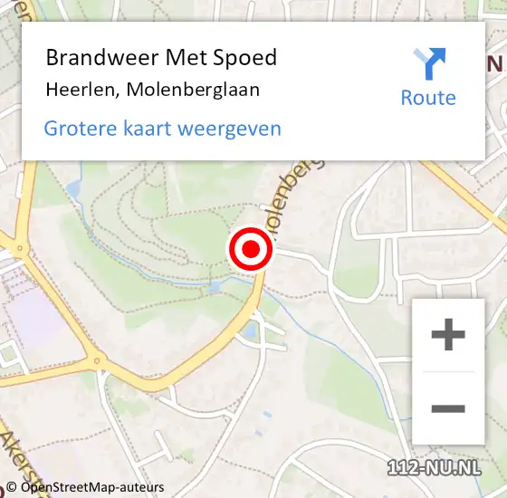 Locatie op kaart van de 112 melding: Brandweer Met Spoed Naar Heerlen, Molenberglaan op 14 oktober 2023 16:14