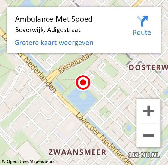 Locatie op kaart van de 112 melding: Ambulance Met Spoed Naar Beverwijk, Adigestraat op 14 oktober 2023 17:14