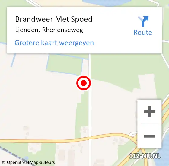 Locatie op kaart van de 112 melding: Brandweer Met Spoed Naar Lienden, Rhenenseweg op 14 oktober 2023 17:14