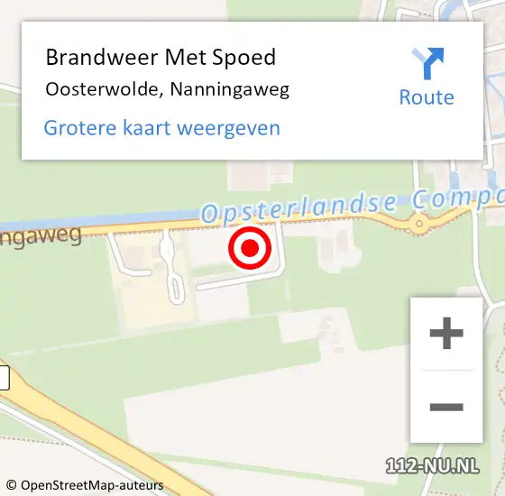 Locatie op kaart van de 112 melding: Brandweer Met Spoed Naar Oosterwolde, Nanningaweg op 14 oktober 2023 17:26