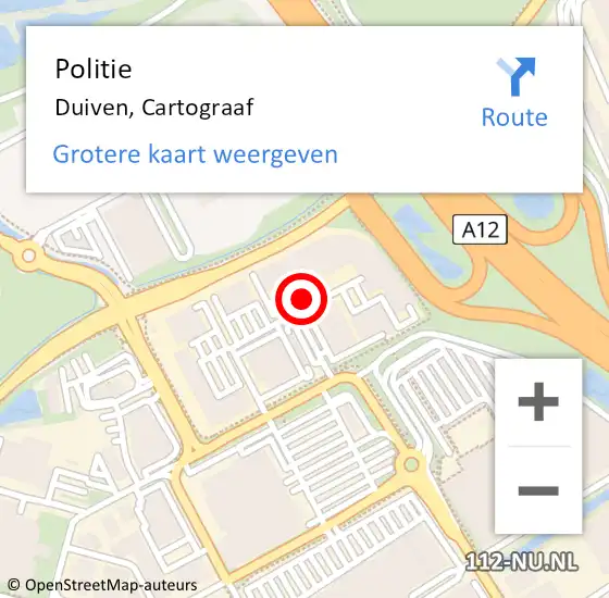 Locatie op kaart van de 112 melding: Politie Duiven, Cartograaf op 14 oktober 2023 17:31