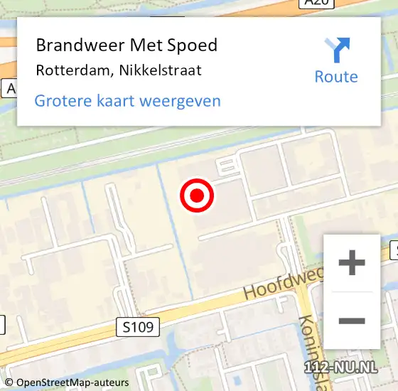 Locatie op kaart van de 112 melding: Brandweer Met Spoed Naar Rotterdam, Nikkelstraat op 14 oktober 2023 17:35