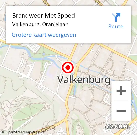 Locatie op kaart van de 112 melding: Brandweer Met Spoed Naar Valkenburg, Oranjelaan op 14 oktober 2023 17:35