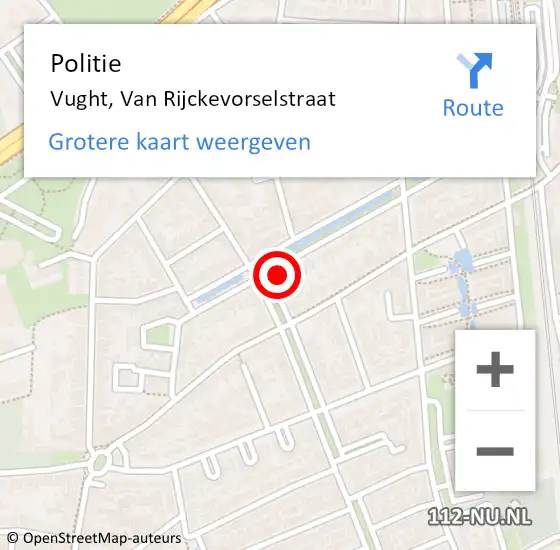 Locatie op kaart van de 112 melding: Politie Vught, Van Rijckevorselstraat op 14 oktober 2023 18:21