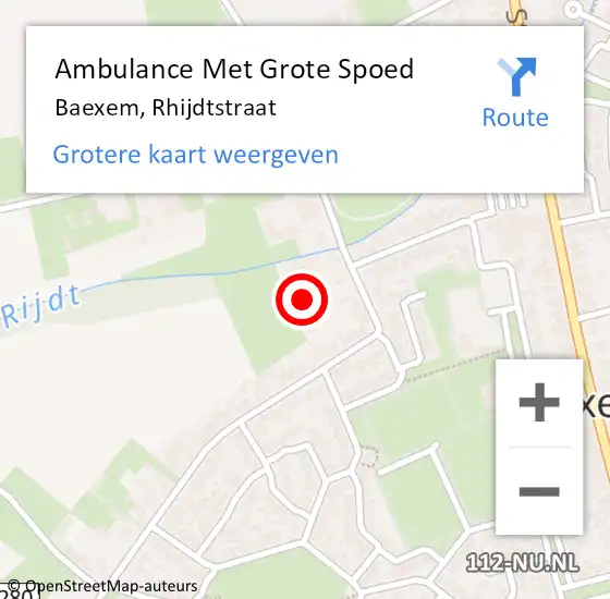 Locatie op kaart van de 112 melding: Ambulance Met Grote Spoed Naar Baexem, Rhijdtstraat op 14 oktober 2023 18:34