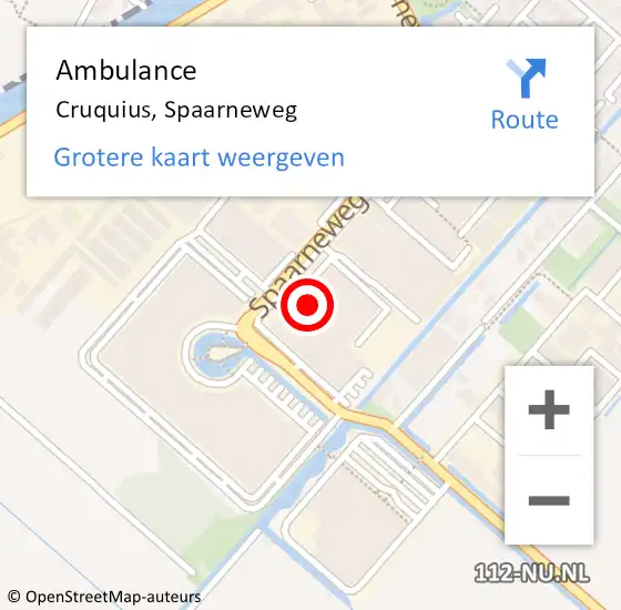 Locatie op kaart van de 112 melding: Ambulance Cruquius, Spaarneweg op 14 oktober 2023 18:49