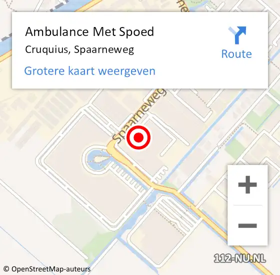 Locatie op kaart van de 112 melding: Ambulance Met Spoed Naar Cruquius, Spaarneweg op 14 oktober 2023 18:51