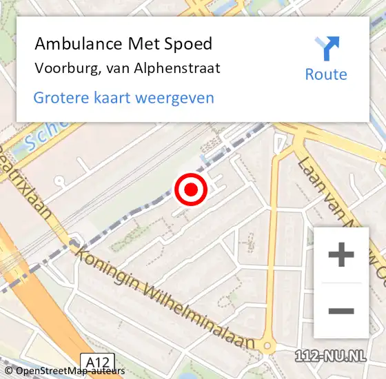 Locatie op kaart van de 112 melding: Ambulance Met Spoed Naar Voorburg, van Alphenstraat op 14 oktober 2023 18:54