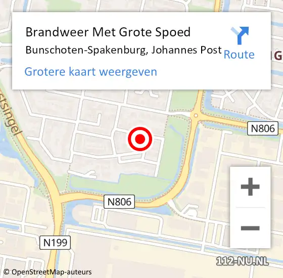 Locatie op kaart van de 112 melding: Brandweer Met Grote Spoed Naar Bunschoten-Spakenburg, Johannes Post op 14 oktober 2023 18:58