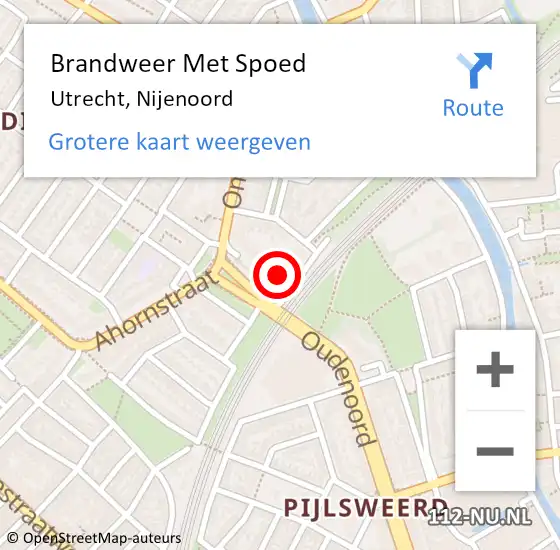 Locatie op kaart van de 112 melding: Brandweer Met Spoed Naar Utrecht, Nijenoord op 14 oktober 2023 19:03