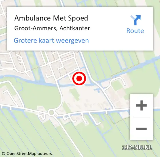 Locatie op kaart van de 112 melding: Ambulance Met Spoed Naar Groot-Ammers, Achtkanter op 14 oktober 2023 19:16