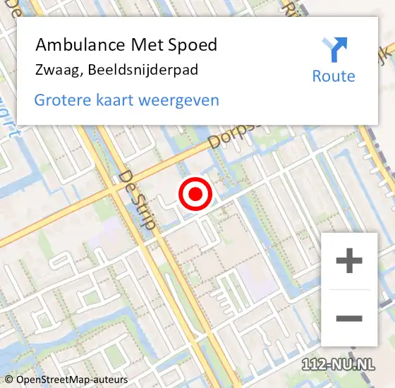 Locatie op kaart van de 112 melding: Ambulance Met Spoed Naar Zwaag, Beeldsnijderpad op 14 oktober 2023 19:39