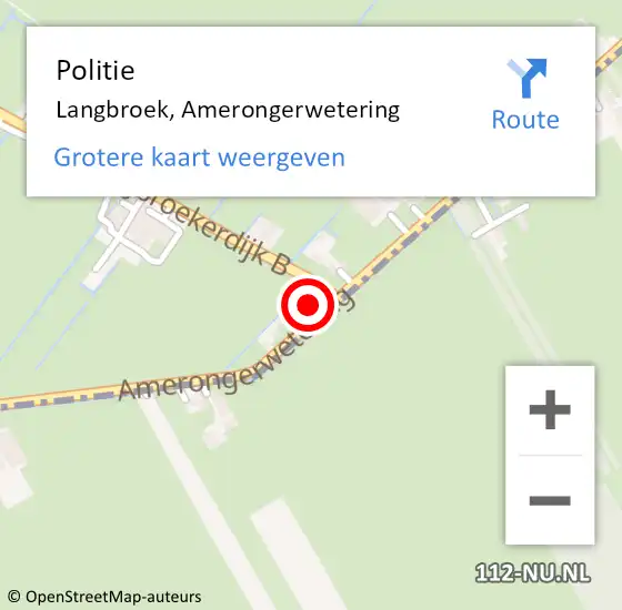 Locatie op kaart van de 112 melding: Politie Langbroek, Amerongerwetering op 14 oktober 2023 20:05