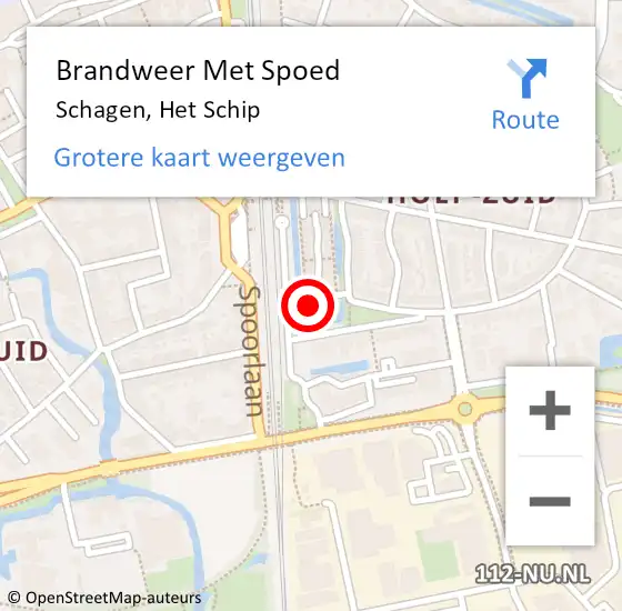 Locatie op kaart van de 112 melding: Brandweer Met Spoed Naar Schagen, Het Schip op 14 oktober 2023 20:54