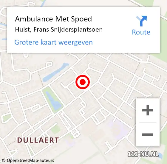 Locatie op kaart van de 112 melding: Ambulance Met Spoed Naar Hulst, Frans Snijdersplantsoen op 11 september 2014 15:47