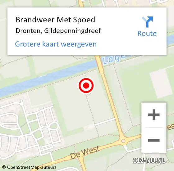 Locatie op kaart van de 112 melding: Brandweer Met Spoed Naar Dronten, Gildepenningdreef op 14 oktober 2023 21:01