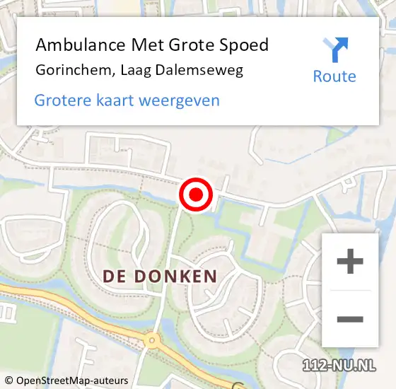 Locatie op kaart van de 112 melding: Ambulance Met Grote Spoed Naar Gorinchem, Laag Dalemseweg op 14 oktober 2023 21:06