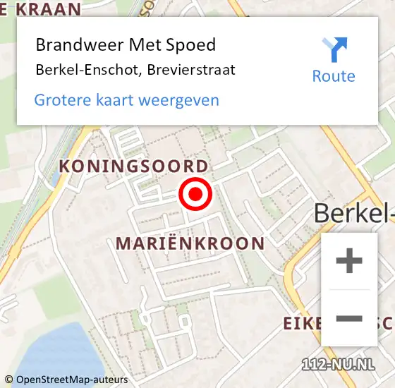 Locatie op kaart van de 112 melding: Brandweer Met Spoed Naar Berkel-Enschot, Brevierstraat op 14 oktober 2023 21:15