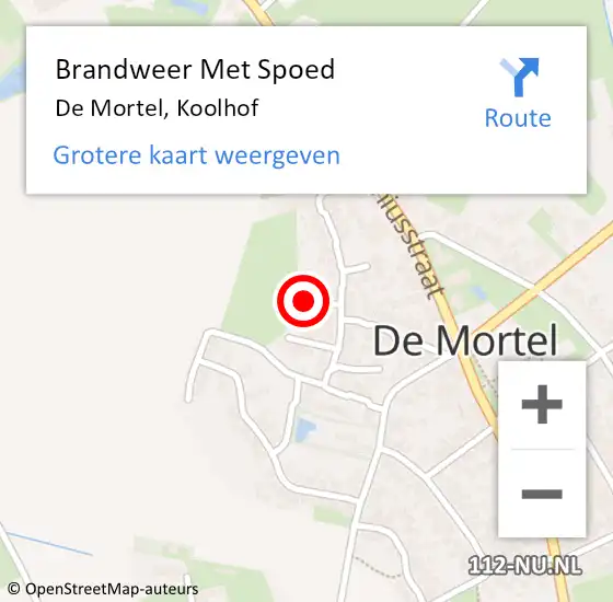 Locatie op kaart van de 112 melding: Brandweer Met Spoed Naar De Mortel, Koolhof op 14 oktober 2023 21:32