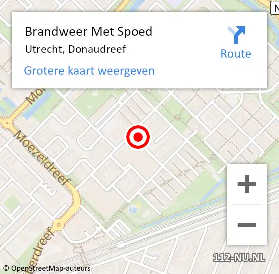 Locatie op kaart van de 112 melding: Brandweer Met Spoed Naar Utrecht, Donaudreef op 14 oktober 2023 21:46