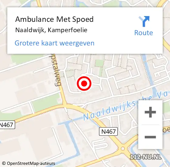 Locatie op kaart van de 112 melding: Ambulance Met Spoed Naar Naaldwijk, Kamperfoelie op 14 oktober 2023 21:55