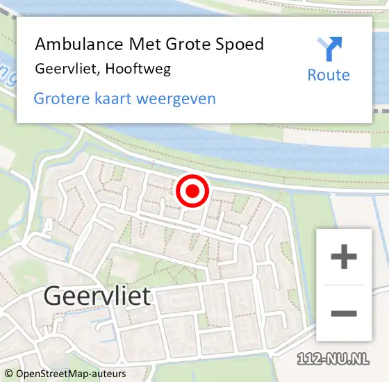 Locatie op kaart van de 112 melding: Ambulance Met Grote Spoed Naar Geervliet, Hooftweg op 14 oktober 2023 22:35