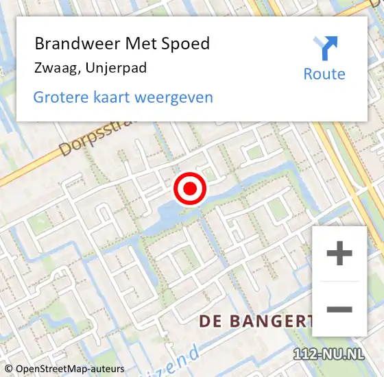 Locatie op kaart van de 112 melding: Brandweer Met Spoed Naar Zwaag, Unjerpad op 14 oktober 2023 23:12