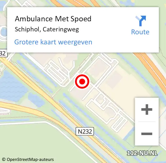 Locatie op kaart van de 112 melding: Ambulance Met Spoed Naar Schiphol, Cateringweg op 14 oktober 2023 23:13