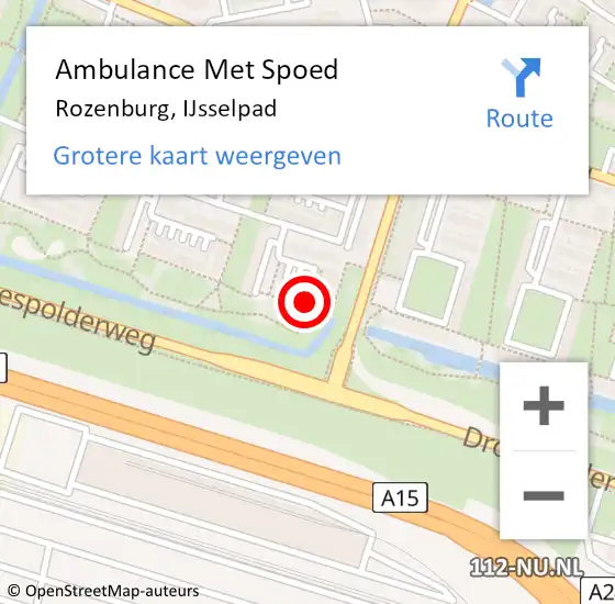 Locatie op kaart van de 112 melding: Ambulance Met Spoed Naar Rozenburg, IJsselpad op 14 oktober 2023 23:31