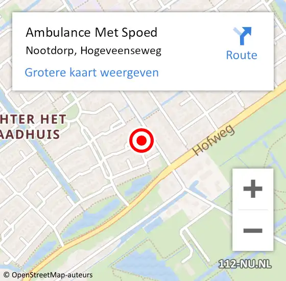 Locatie op kaart van de 112 melding: Ambulance Met Spoed Naar Nootdorp, Hogeveenseweg op 14 oktober 2023 23:43