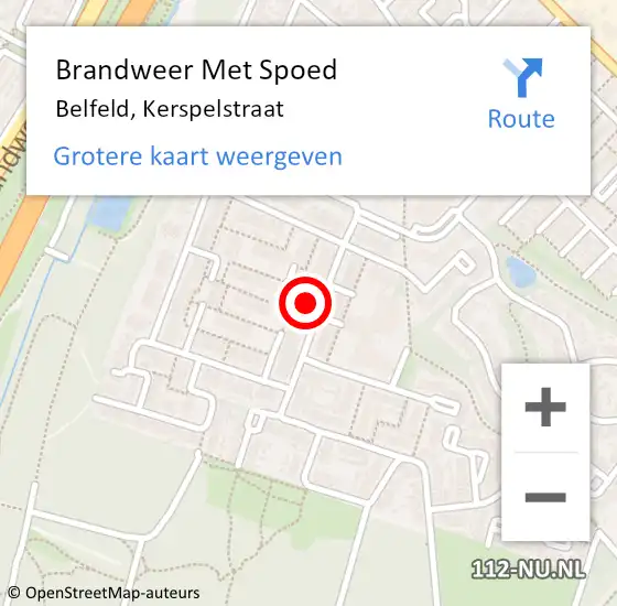 Locatie op kaart van de 112 melding: Brandweer Met Spoed Naar Belfeld, Kerspelstraat op 15 oktober 2023 00:21