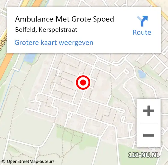 Locatie op kaart van de 112 melding: Ambulance Met Grote Spoed Naar Belfeld, Kerspelstraat op 15 oktober 2023 00:22