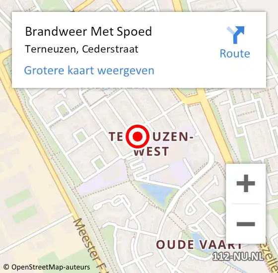 Locatie op kaart van de 112 melding: Brandweer Met Spoed Naar Terneuzen, Cederstraat op 15 oktober 2023 00:25