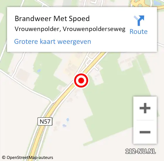 Locatie op kaart van de 112 melding: Brandweer Met Spoed Naar Vrouwenpolder, Vrouwenpolderseweg op 15 oktober 2023 00:27