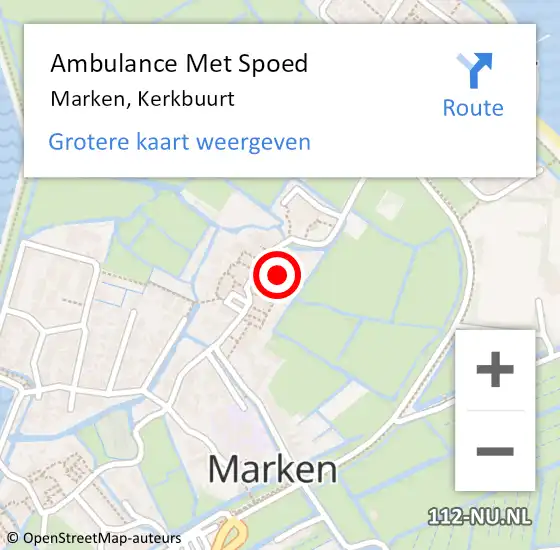 Locatie op kaart van de 112 melding: Ambulance Met Spoed Naar Marken, Kerkbuurt op 15 oktober 2023 00:39