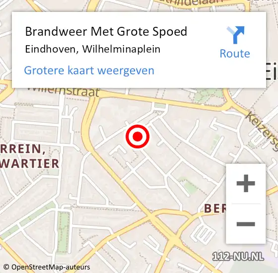 Locatie op kaart van de 112 melding: Brandweer Met Grote Spoed Naar Eindhoven, Wilhelminaplein op 15 oktober 2023 00:42