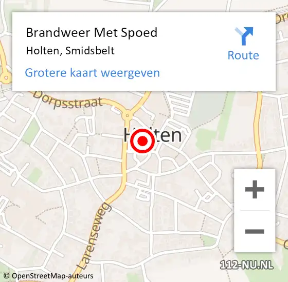 Locatie op kaart van de 112 melding: Brandweer Met Spoed Naar Holten, Smidsbelt op 11 september 2014 16:04