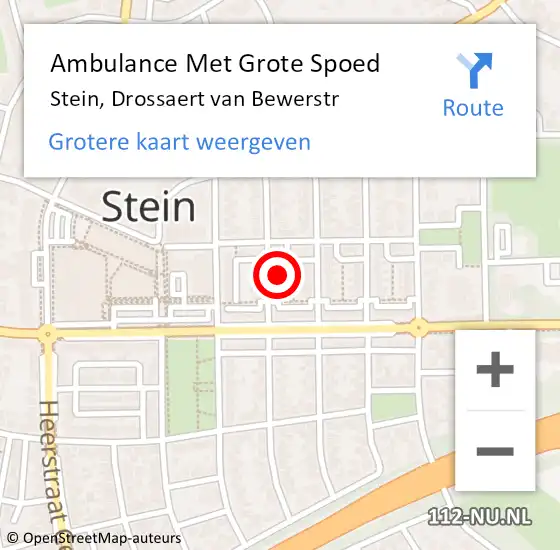 Locatie op kaart van de 112 melding: Ambulance Met Grote Spoed Naar Stein, Drossaert van Bewerstr op 11 september 2014 16:08