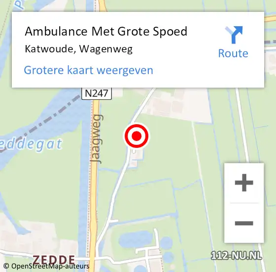 Locatie op kaart van de 112 melding: Ambulance Met Grote Spoed Naar Katwoude, Wagenweg op 15 oktober 2023 01:18