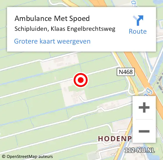 Locatie op kaart van de 112 melding: Ambulance Met Spoed Naar Schipluiden, Klaas Engelbrechtsweg op 15 oktober 2023 01:26