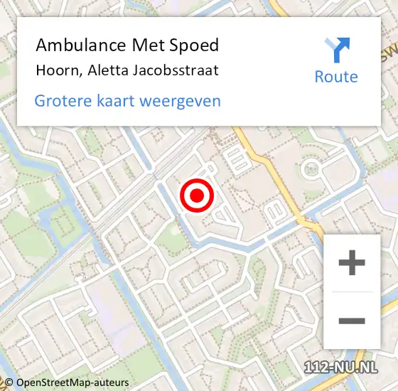 Locatie op kaart van de 112 melding: Ambulance Met Spoed Naar Hoorn, Aletta Jacobsstraat op 15 oktober 2023 01:56