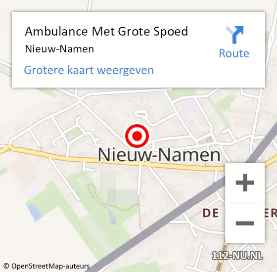 Locatie op kaart van de 112 melding: Ambulance Met Grote Spoed Naar Nieuw-Namen op 15 oktober 2023 02:09
