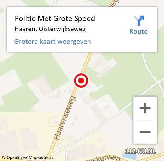 Locatie op kaart van de 112 melding: Politie Met Grote Spoed Naar Haaren, Oisterwijkseweg op 15 oktober 2023 02:25