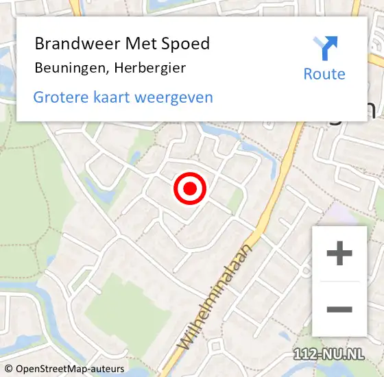 Locatie op kaart van de 112 melding: Brandweer Met Spoed Naar Beuningen, Herbergier op 15 oktober 2023 03:10