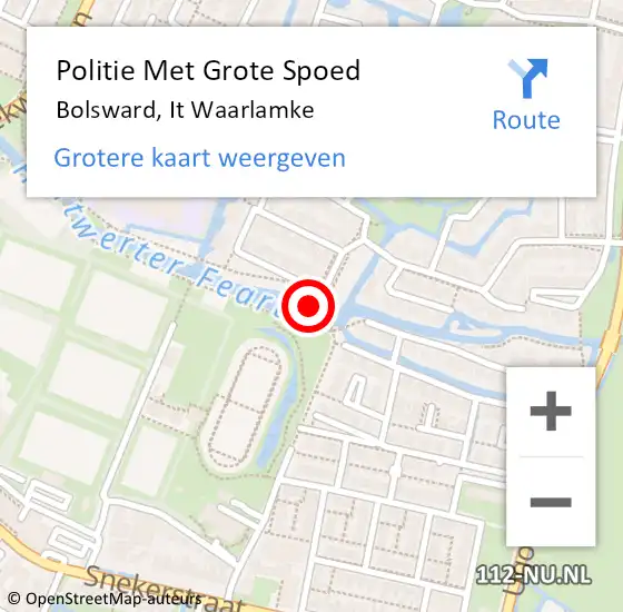 Locatie op kaart van de 112 melding: Politie Met Grote Spoed Naar Bolsward, It Waarlamke op 15 oktober 2023 03:19