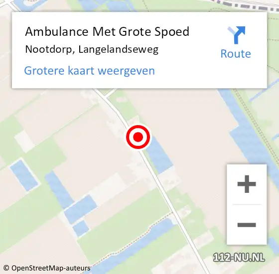 Locatie op kaart van de 112 melding: Ambulance Met Grote Spoed Naar Nootdorp, Langelandseweg op 15 oktober 2023 03:37