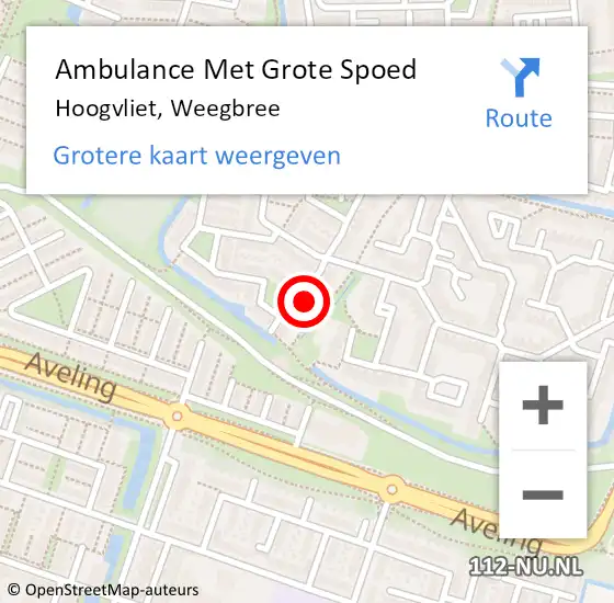 Locatie op kaart van de 112 melding: Ambulance Met Grote Spoed Naar Hoogvliet, Weegbree op 15 oktober 2023 03:48