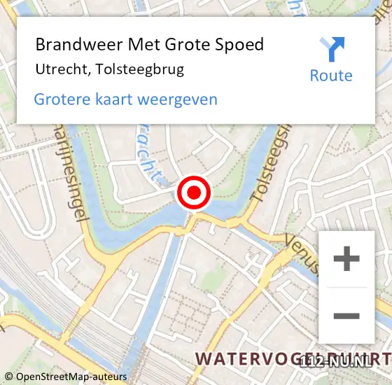 Locatie op kaart van de 112 melding: Brandweer Met Grote Spoed Naar Utrecht, Tolsteegbrug op 15 oktober 2023 05:49