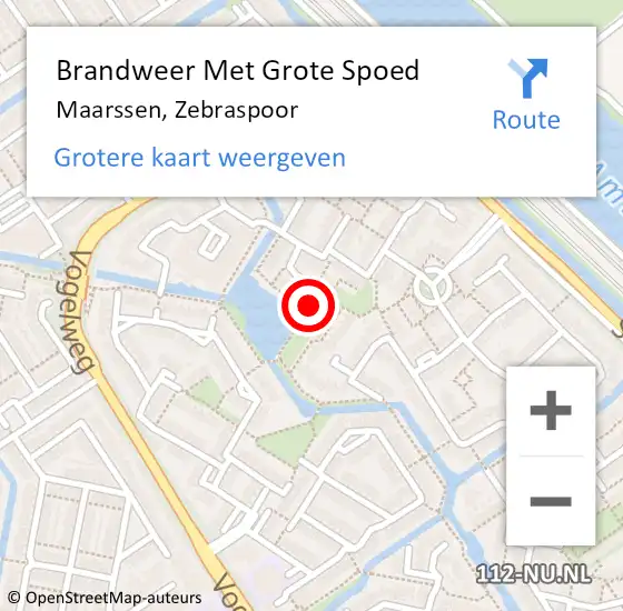 Locatie op kaart van de 112 melding: Brandweer Met Grote Spoed Naar Maarssen, Zebraspoor op 15 oktober 2023 05:50